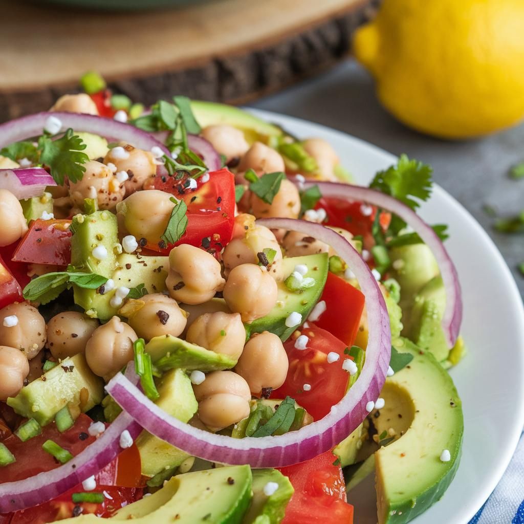 Ensalada Vegana Sin Gluten de Garbanzos y Aguacate