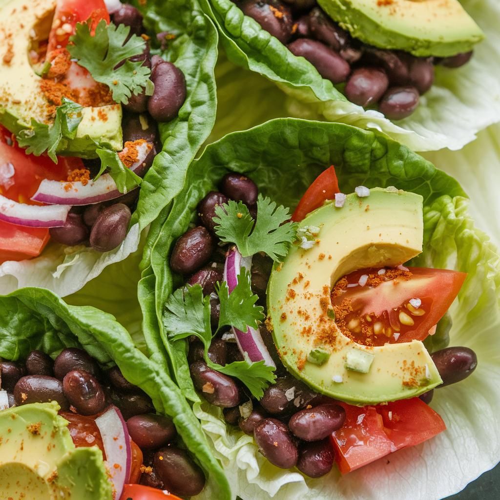 Tacos Veganos Low Carb de Lechuga y Frijoles Negros